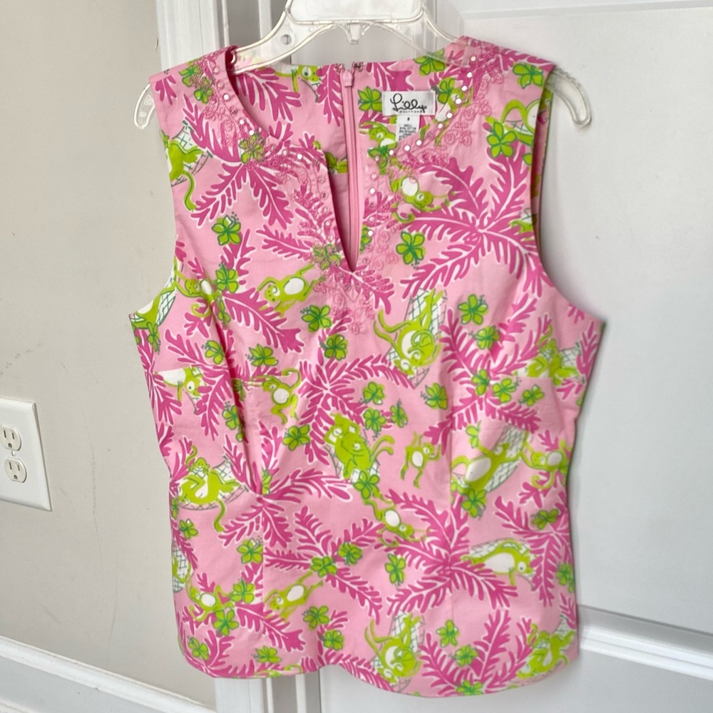 Lilly Pulitzer Phipps Pink Mommy & Me Delphine Top Monkeys Sequin Detail 6